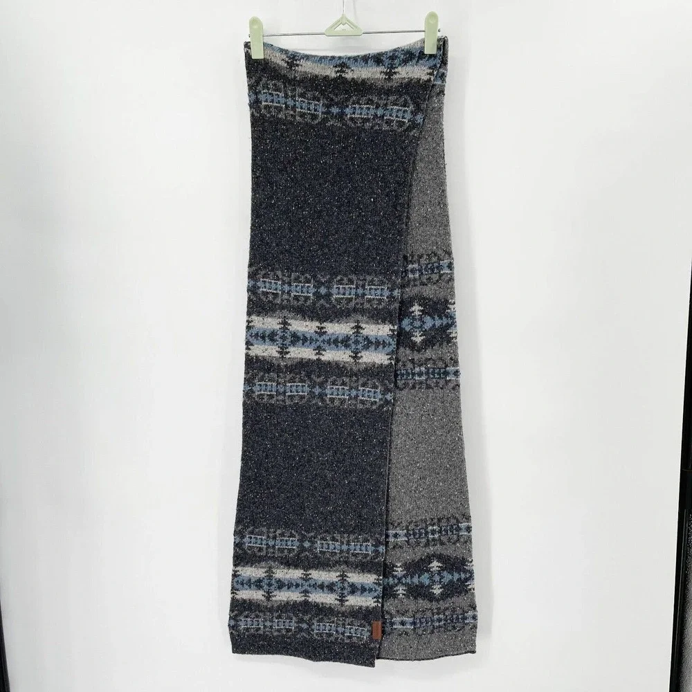 Pendleton Southwest Print Speckled Knit‎ Wrap Scarf O/S Gray Blue Oversized